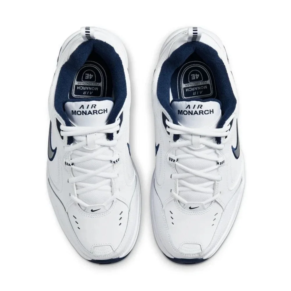 Mens Size 10 4E Wide- Nike AIR MONARCH IV White Blue Walking Shoes 416355 102